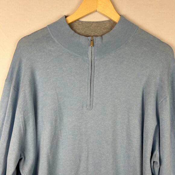 Peter Millar Crest 1/4 Zip Pullover Sweater Light Blue MS23S25 Men's Size XL - Picture 2 of 11